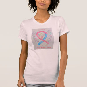 Männliches Brustkrebs-Bewusstsein Ribbon Angel Shi T-Shirt