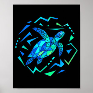 Männliches geometrisches Meeresschildkröte mit leb Poster
