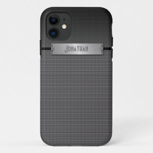 Männliches graues Metallketten-Blick-Monogramm Case-Mate iPhone Hülle