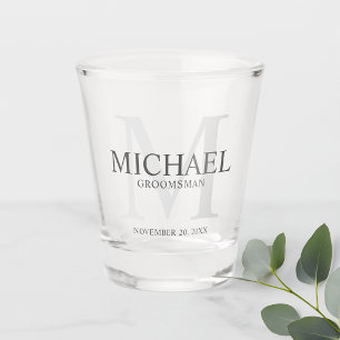 Männliches personalisiertes Monogramm und Name für Schnapsglas