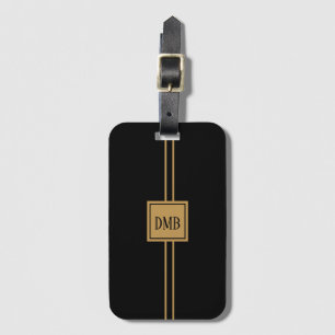 Männliches Schwarz-und Goldmonogramm Gepäckanhänger