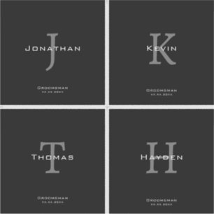 Männliches Schwarz-Weiß-Monogramm mit Initialen +  Aufkleber
