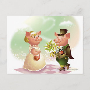 Männliches Schwein gibt einem Weibchen einen Stamm Postkarte