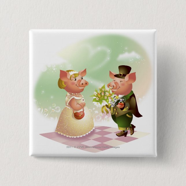 Männliches Schwein gibt einem weiblichen Schwein Button (Vorderseite)
