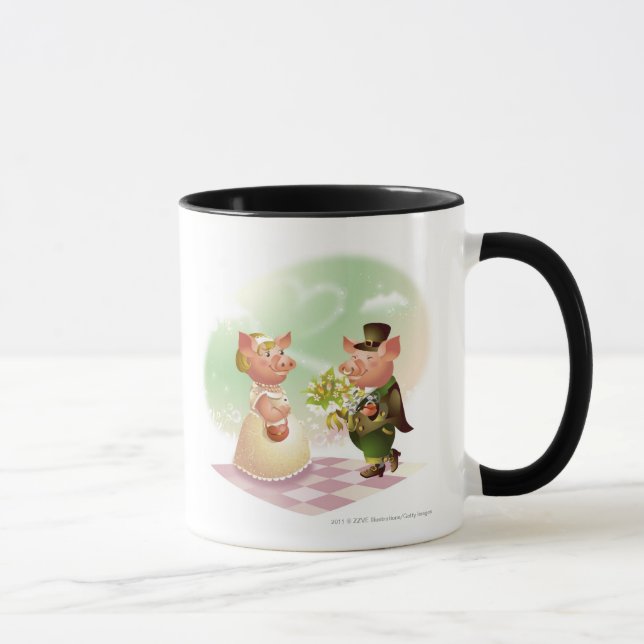 Männliches Schwein gibt einem weiblichen Schwein Tasse (Rechts)