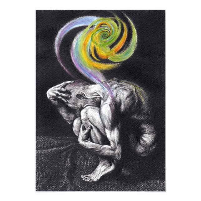 Männliches Soul farbenfrohe Schwarze Surreale zeic Fotodruck (Vorne)