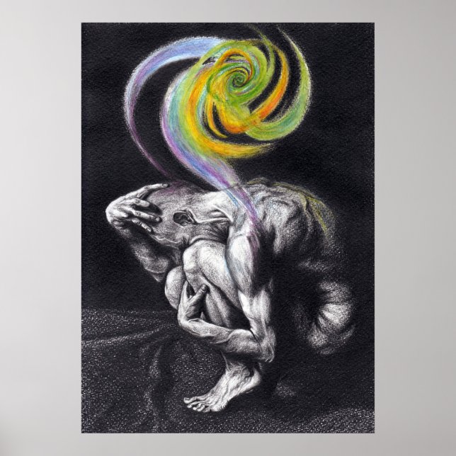Männliches Soul farbenfrohe Schwarze Surreale zeic Poster (Vorne)