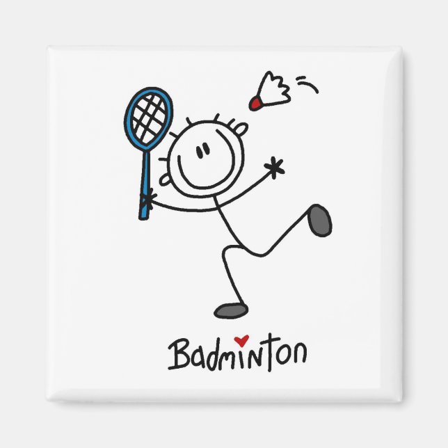 Männliches Strichmännchen Badminton Magnet (Vorne)