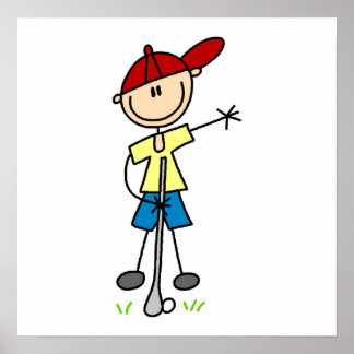 Männliches Strichmännchen Golfer Poster