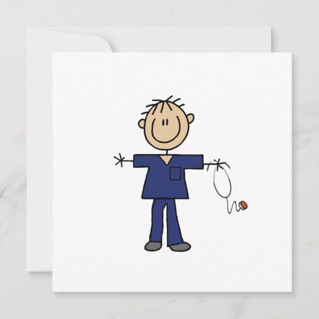 Männliches Strichmännchen Krankenschwester Mittelh (Vorderseite)