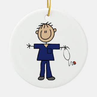 Männliches Strichmännchen Krankenschwester Mittelh Keramik Ornament