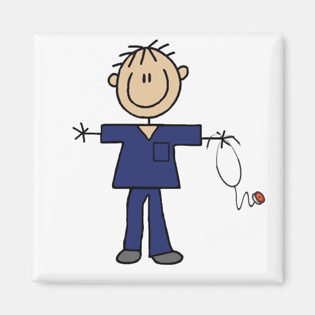 Männliches Strichmännchen Krankenschwester Mittelh Magnet (Vorne)