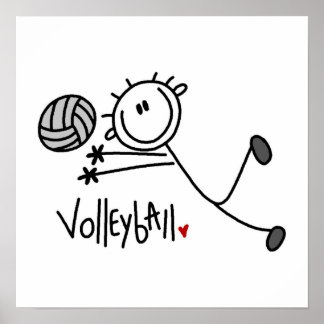 Männliches Strichmännchen Volleyball Poster