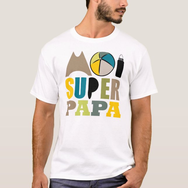 Männliches T-Shirt - Logo Ich Super Papa Natur (Vorderseite)