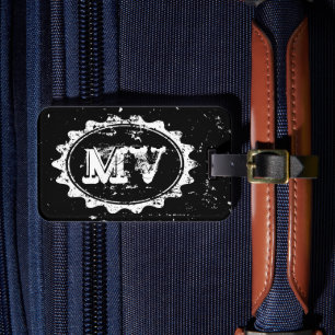 Männliches vintage Monogramm Reisegepäckanhänger Gepäckanhänger