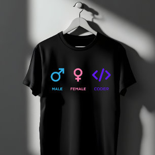 Männliches Weibliches Coder-Symbol Lustiges Prog T-Shirt