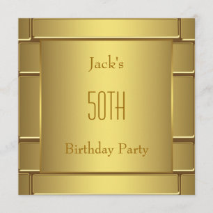 Manns Pure Gold Mans 50. Geburtstagsfeier Einladung