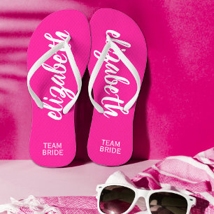 Mannschaftsbrücke Personalisiert, rosa und weiß Flip Flops
