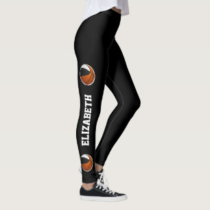 Mannschaftsfarben Basketballtext oder Beinschwarz Leggings