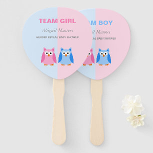 Mannschaftsjunge oder Team Girl Owl Gender Reveal Fächer