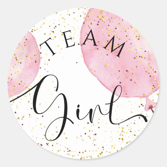 Mannschaftsmädchengeschlecht enthüllt Aquarellenro Runder Aufkleber (Vorderseite)
