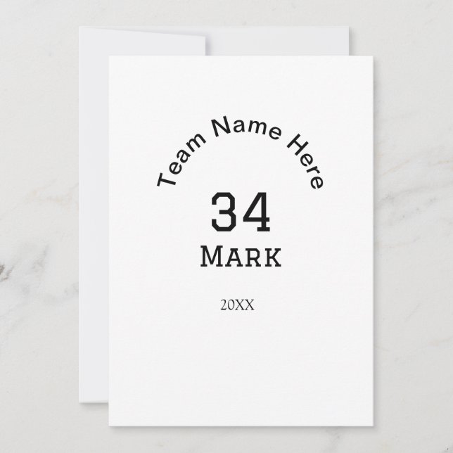 Mannschaftsname hinzufügen Spielername Datum Sport Einladung (Vorderseite)