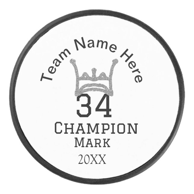 Mannschaftsname hinzufügen Spielername Datum Sport Eishockey Puck (Vorderseite)