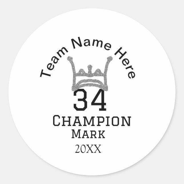 Mannschaftsname hinzufügen Spielername Datum Sport Runder Aufkleber (Vorderseite)