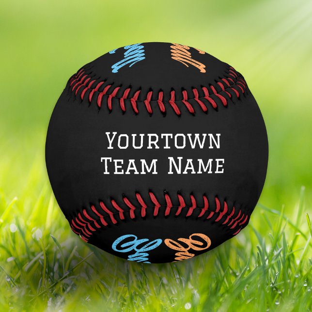 Mannschaftsname Nummer Monogramm Modern Stylisch Baseball (A stylish baseball ball to customize with a team name and number, and monogram initial)