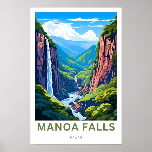 Manoa Falls Hawaii Travel Print Poster (Vorne)