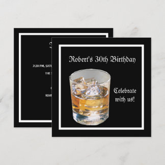 Mans 30. Geburtstag Party Black Silver Drinks Einladung