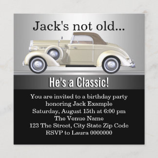 Mans Antique Car Geburtstagsparty Einladung