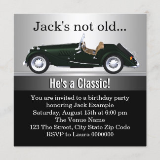 Mans Antique Car Geburtstagsparty Einladung
