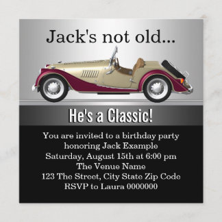 Mans Antique Car Geburtstagsparty Einladung