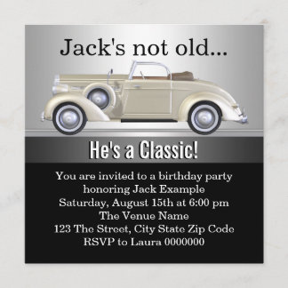 Mans Antique Car Geburtstagsparty Einladung