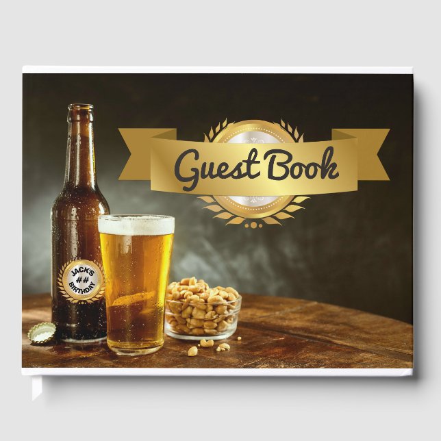 Mans Beer Birthday Party Guest Book Gästebuch (Vorderseite)