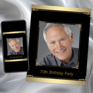 Mans Black and Gold Geburtstagsparty Einladung