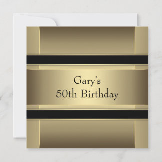 Mans Black Gold 50th Birthday Einladung
