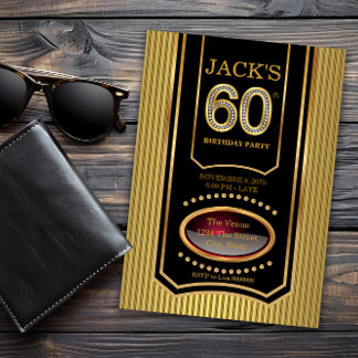 Mans Black Gold 60. Geburtstagsparty Einladung