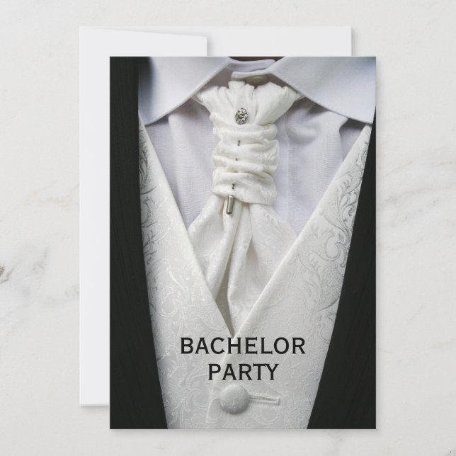 Mans Elegante Anzug Bachelor Party Einladung (Vorderseite)