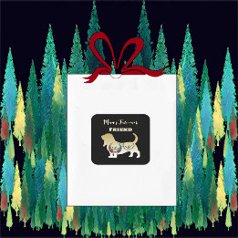 Mans Forever Friend Gold Dog Folk Art Decoration Quadratischer Aufkleber