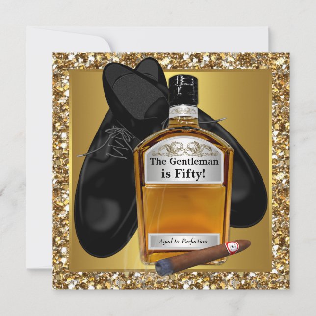 Mans Gold im Alter bis zur Perfektion 50. Geburtst Einladung (Vorderseite)