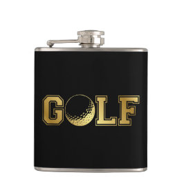 Man's Golf Monogram Black and Gold Flask Flachmann