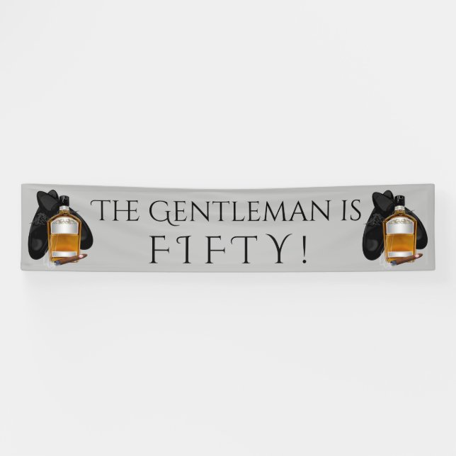 Mans Whiskey und Cigar Birthday Banner (Horizontal)