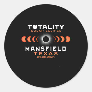 Mansfield Texas Eclipse 2024 Total Solar Eclipse Runder Aufkleber