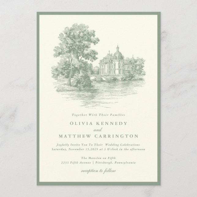 Mansion Venue Old Money Aesthetic Ivory Wedding  Einladung (Vorderseite)