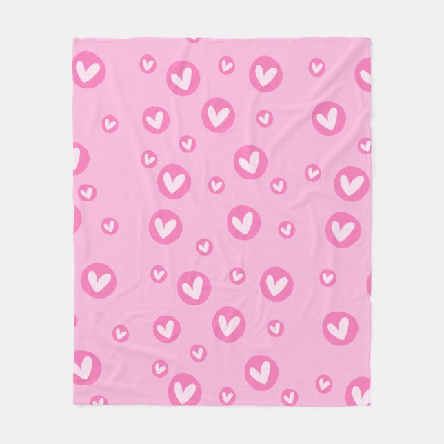 Manta com Padrões Fofos de Corações Rosa Fleecedecke (Vorderseite)