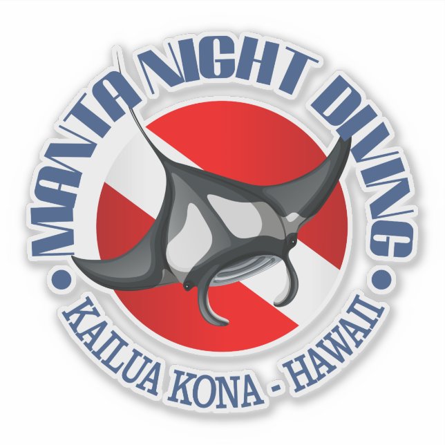 Manta Night Diving (Kailua Kona) Aufkleber (Vorderseite)