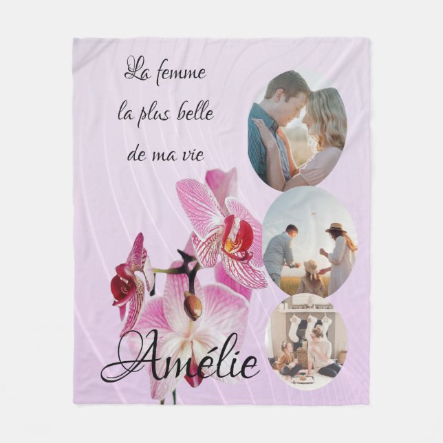 Manta personalizada 'La mujer más bella de mi vida Fleecedecke (Vorderseite)