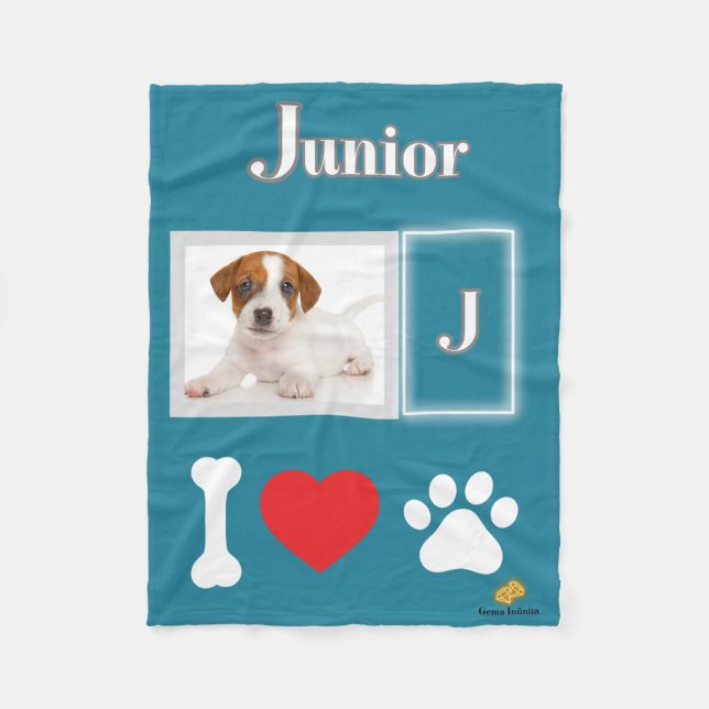 Manta Polar Verde Agua con Diseño de Amo a mi Masc Fleecedecke (Vorderseite)